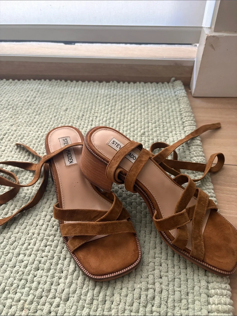 Steve Madden Cognac Suede Strappy Wrap Heels